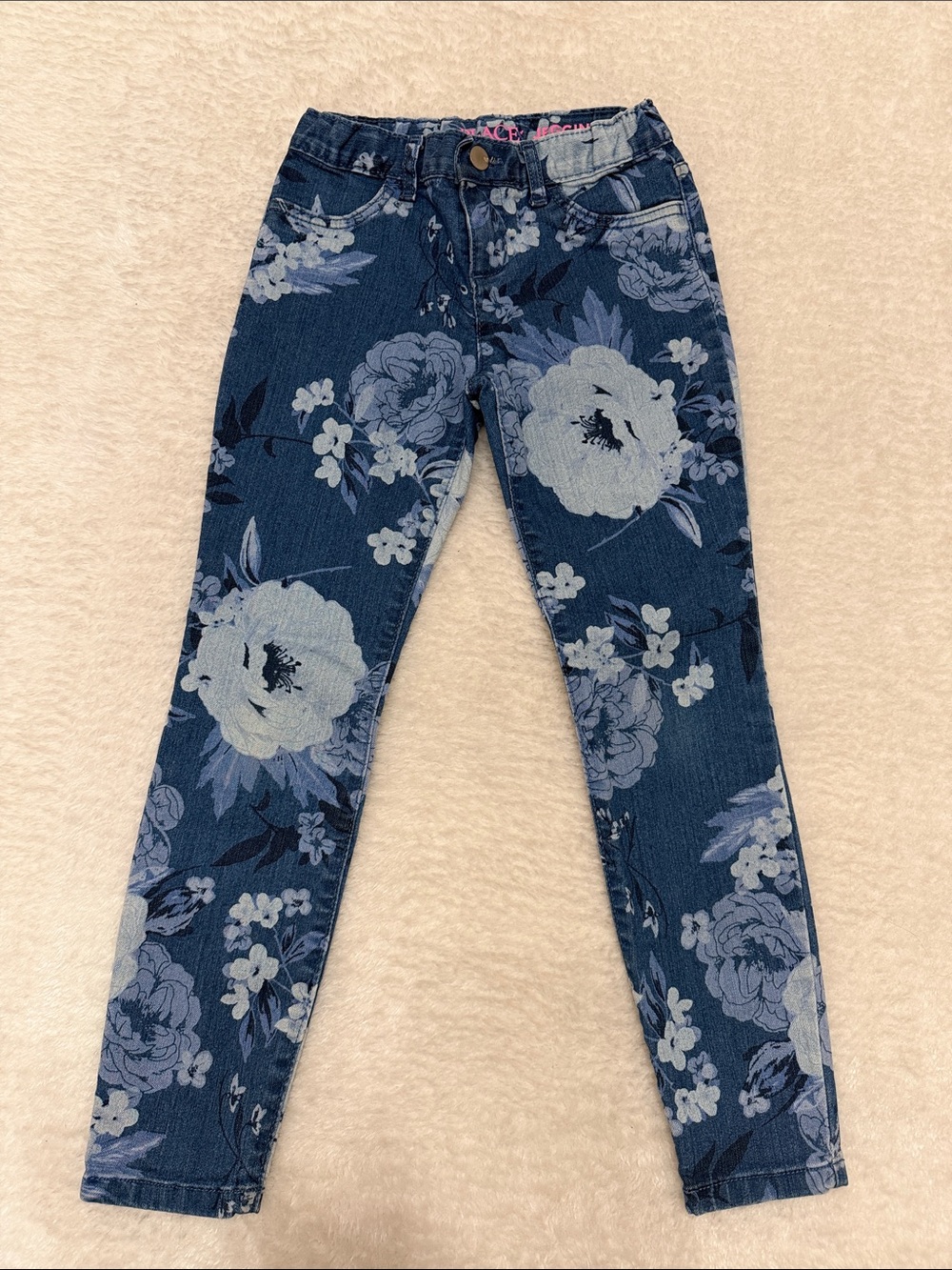 Lot of 3 Pants Floral Denim, Old Navy Glitter Ballerina, Cat & Jack Yellow Denim - Picture 3 of 10
